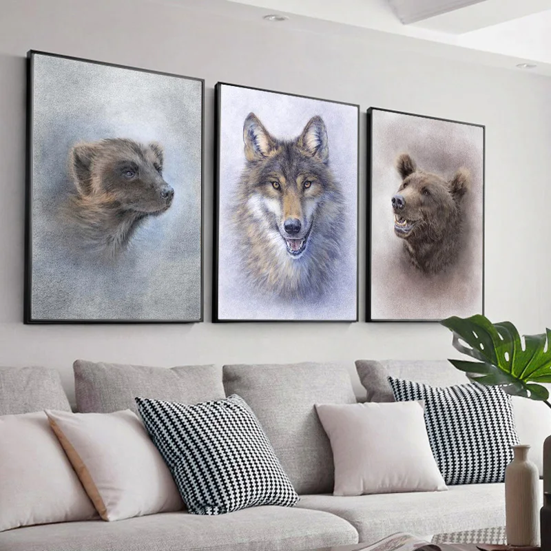 Wild Coon Cat Bear Fox Wolf Meerkat DIY Diamond Painting Cross Stitch 5D Mosaic Embroidery Needlework Animal Home Wall Decor | Дом и сад