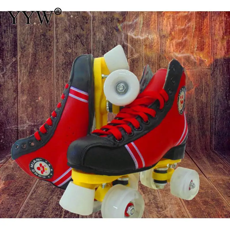 

Roller Skates 5 Colors Cowhide 4 Wheel Skates Shoes Patines Adult Boys Girl Ourdoor Sports Shoes Skating Rollers Size 34-44