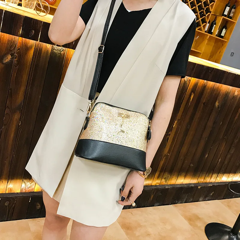 Винтажные кожаные женские сумки с блестками модная маленькая сумка оленем и