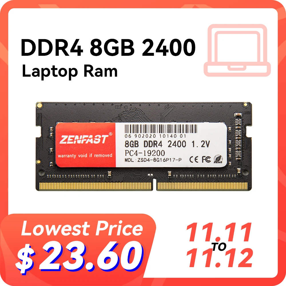 ZENFAST DDR3 DDR4 8GB 4GB Laptop Ram 1333 1600 2133 2400 2666MHz 204pin Sodimm Notebook Memory