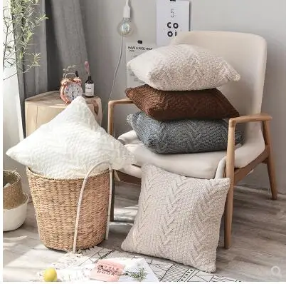 

Knitted wool hug pillowcase American country photography props pillowcase