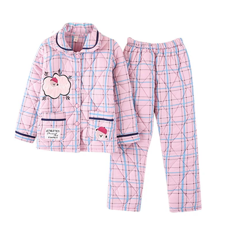 Зимние женские пижамные комплекты хлопковая стеганая одежда для сна штаны