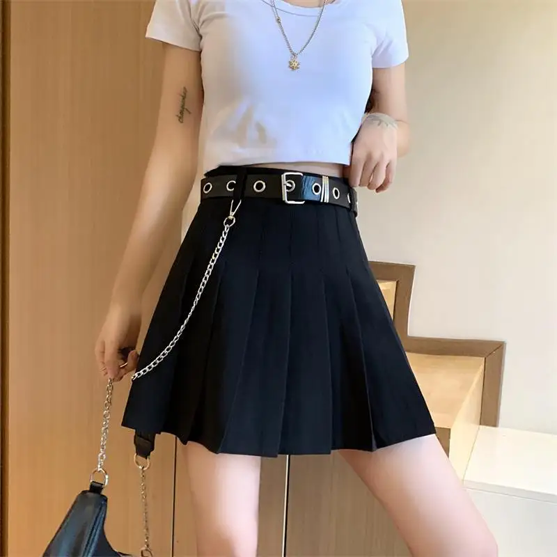 

Fashion Sweet pleated skirt high waist solid color skirt