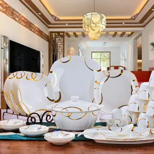 Brand Top Quality Ceramic Porcelain Dinnerware Sets 24K Gold Tableware of  58 Pcs Fashion Dish Plates Set Royal Luxury Cup Kits - AliExpress