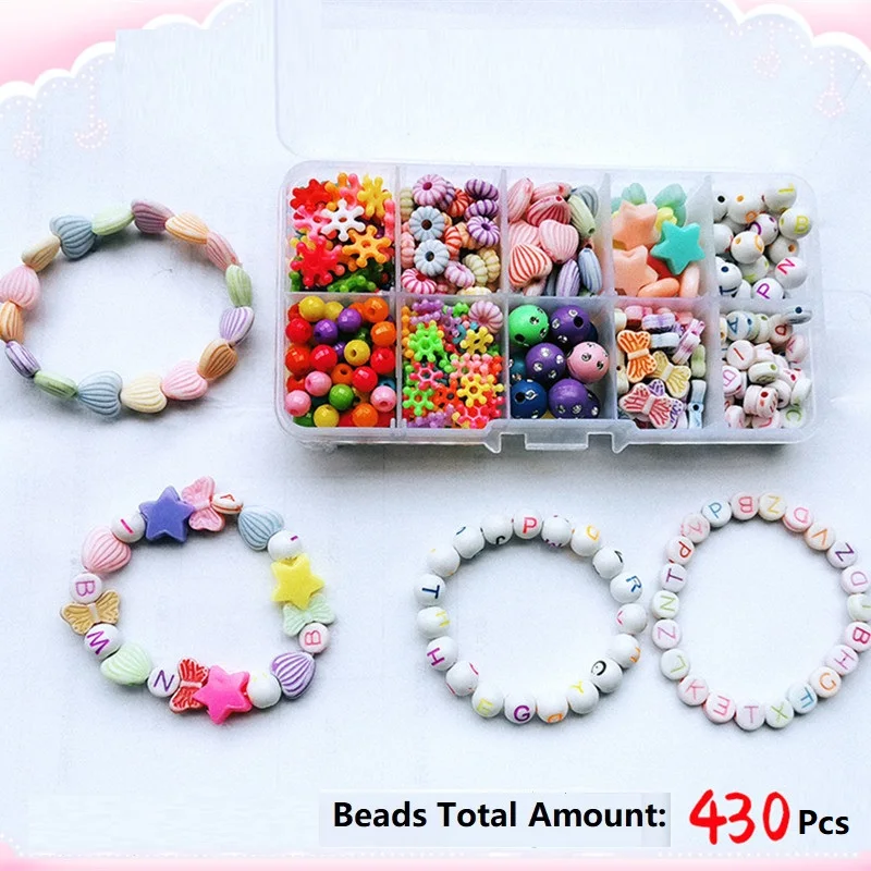 430 шт. Разноцветные детские акриловые бусины в коробке | Украшения и аксессуары
