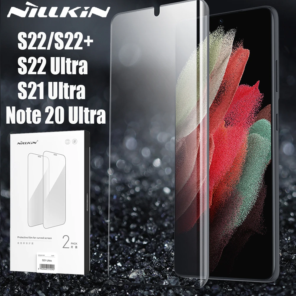 

2 Pcs for Samsung Galaxy S22 Plus S21 Ultra Note 20 Screen Protector NILLKIN Impact Resistant Curved Full Glued Cover Soft Film