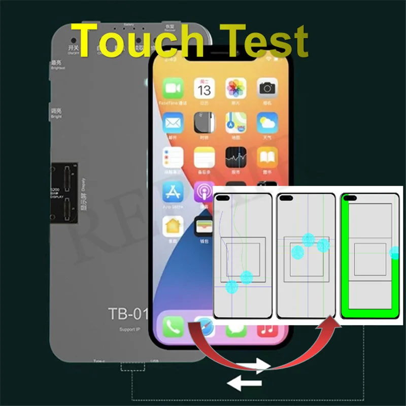 

Тестер Relife TB-01 с ЖК-экраном для iPhone 12, 11Pro, MAX, XS, XR, 8, 7, 6S, DL S200, датчик освещенности, оригинальный цвет, True Tone, 3D Touch