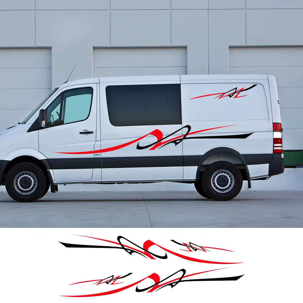 

4Pcs/Lot Car Stickers Boxer Camper Van Stripes Vehicle Graphics Decals For Peugeot Boxer Citroen Jumper Fiat Ducato Accessories