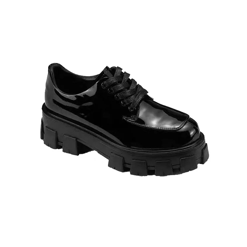 

Patent Leather British Style Leather Shoes Female 2020 Autumn Thick Bottom Height Increasing Muffin Gear