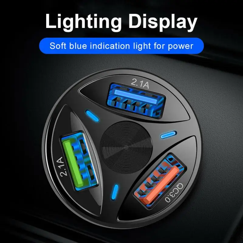

3 USB Splitter Adapter for Mobile Phone DVR GPS MP3 Charg 12V-24V Car Cigarette Lighter Charger Auto QC 3.0 Quick Charge TSLM1