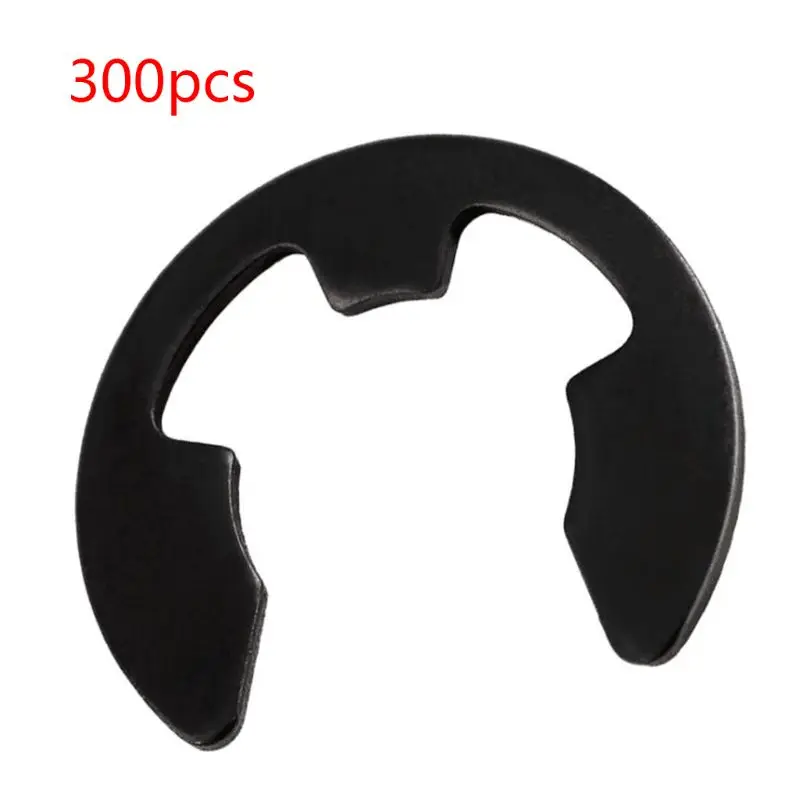 

300pcs Black Carbon Steel E-Clip Assortment Kit Retaining Ring for Fastener Shaft 1.5mm-22mm