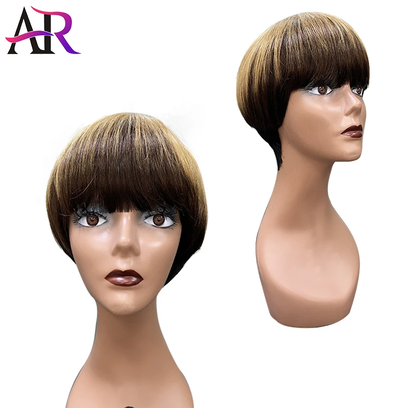 

Short Cut Human Hair Wigs Straight Brazilian Hair 100% Human Hair Ombre Honey Blonde Wigs For Black Women