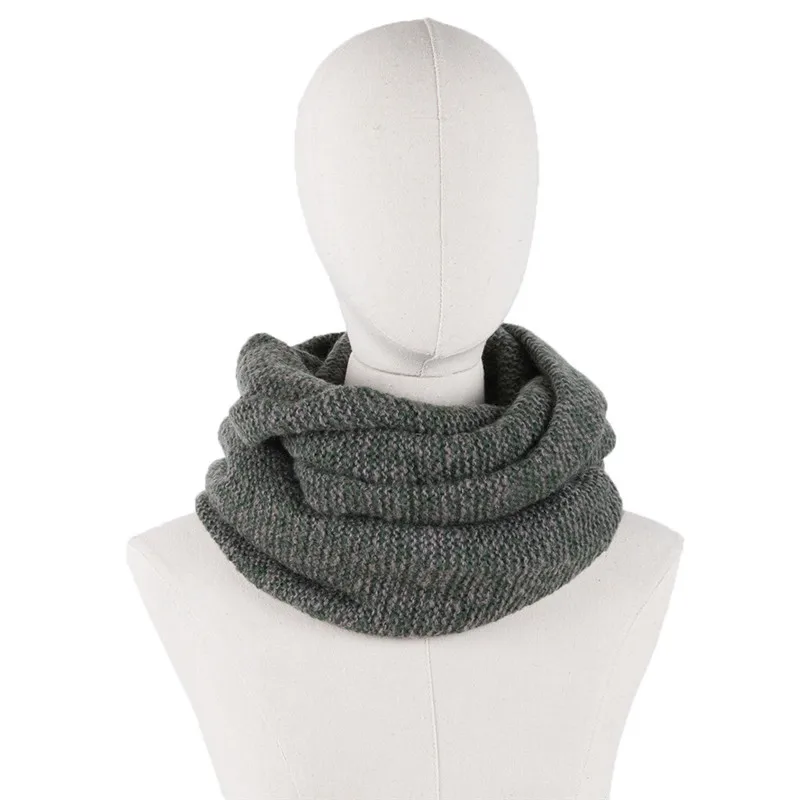 scarf green Осенне-зимний теплый Женский вязаный шарф-хомут с двумя кругами, длинный шарф, шаль для девочек, кольцевой воротник, шейный платок - Цвет: scarf green