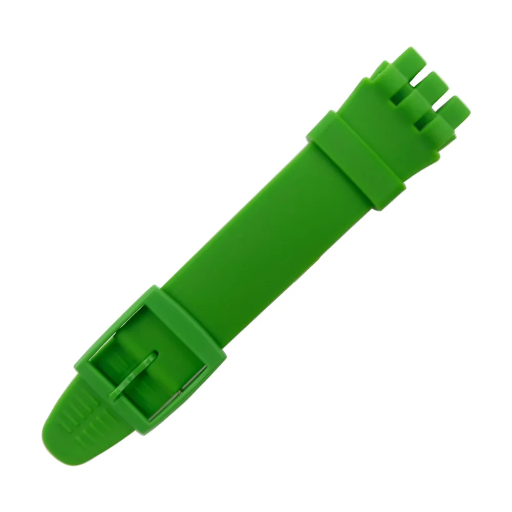 green Наручные часы ремешок для Swatch 16 мм 17 мм 19 мм 20 мм резиновый силиконовый ремешок для часов аксессуары - Цвет ремешка: green