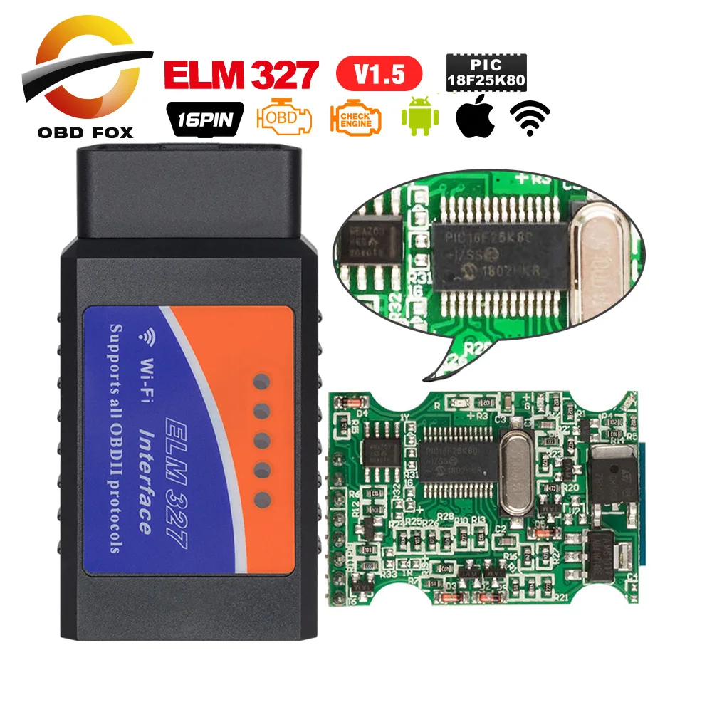 ELM327 obd2 WI FI считыватель кодеров сканер super mini elm327 V1.5 bluetooth PIC18f25K80 elm 327 usb кабель obd