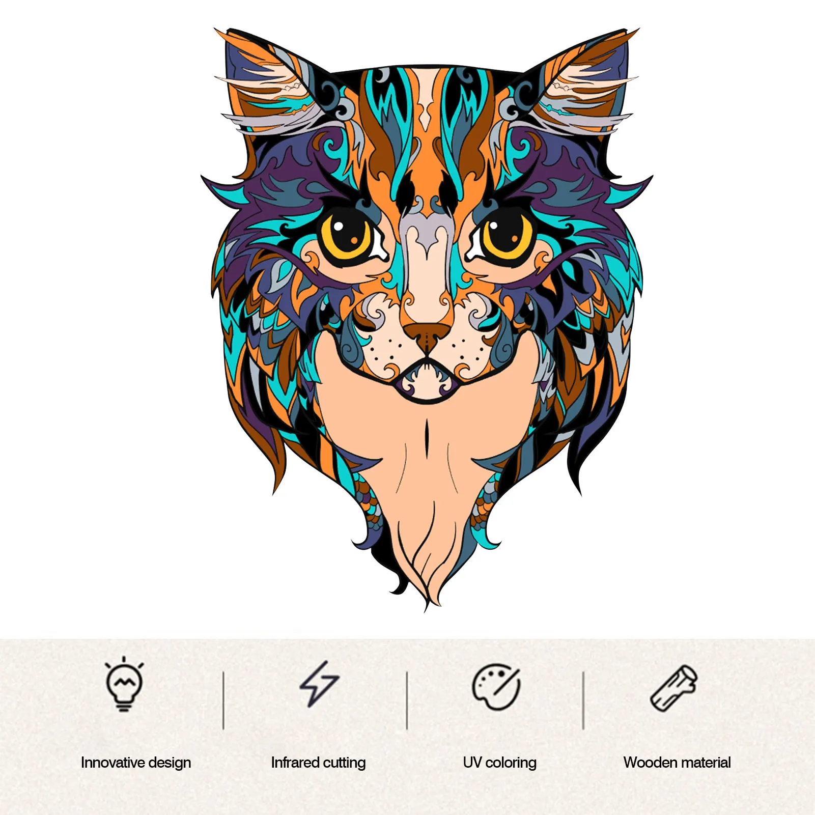 

Montessori Wooden Jigsaw Puzzles Educational Unique Shape Cat Jigsaw Toys for Children Adults Leisure Entertainment Toys Gifts