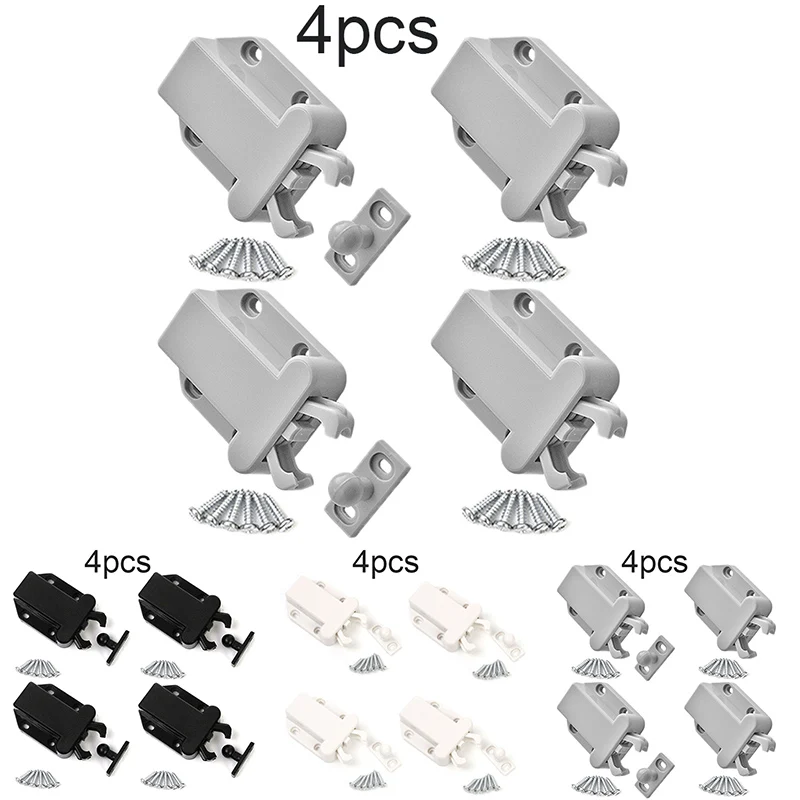 

4PC Push Open Catch Door Latch Kitchen Cabinet Touch Release Drawer Cupboard Lock Latches Bolts Self Locking Door Suction Home