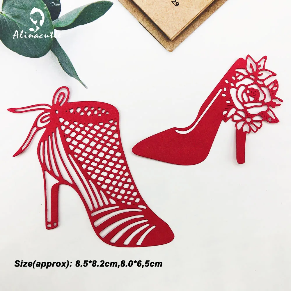 Alinacutle Metal Cutting Dies Cut 2pc Lady's Shoes High-heeled Shoe Scrapbooking Paper Craft Handmade Album Card Punch Art | Дом и сад
