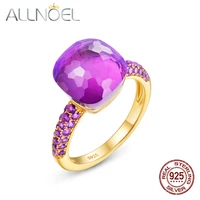 allnoel candy sweety ring solid 925 steling silver rings for women elegant synthetic amethyst fuchsia nano spinel ring 2021 new