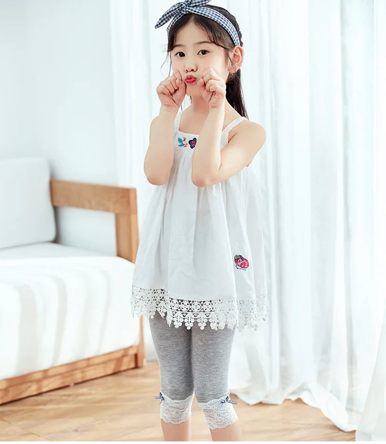 Летние леггинсы для малышей; милые брюки для девочек; кружевные детские леггинсы; цветные шелковые брюки для девочек; одежда для детей; короткие детские штаны