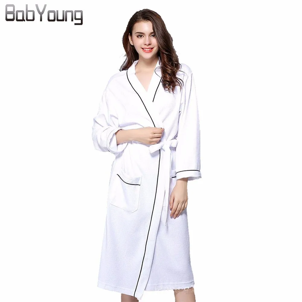 Новинка Зимние халаты BabYoung банные для женщин халат с вафельным плетением отеля