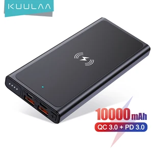 kuulaa 10000mah qi wireless charger power bank external battery wireless charging powerbank for iphone11 x samsung huawei xiaomi free global shipping