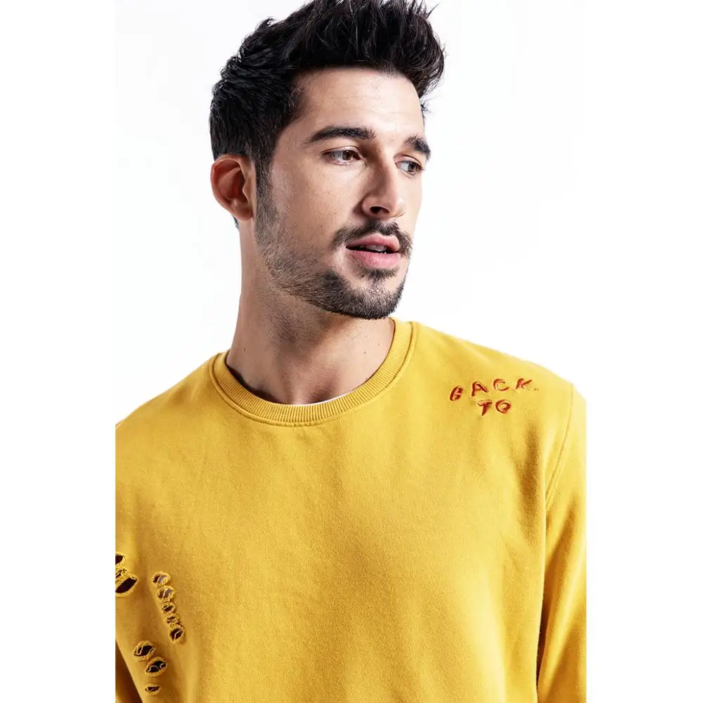 Мужское худи с вышитыми буквами SIMWOOD модный свитшот вырезами модель 190044 уличная