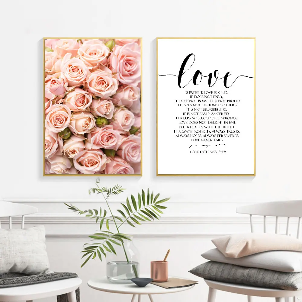 Красивая роза любовь Цитата холст постеры принты минималистский стены Искусство