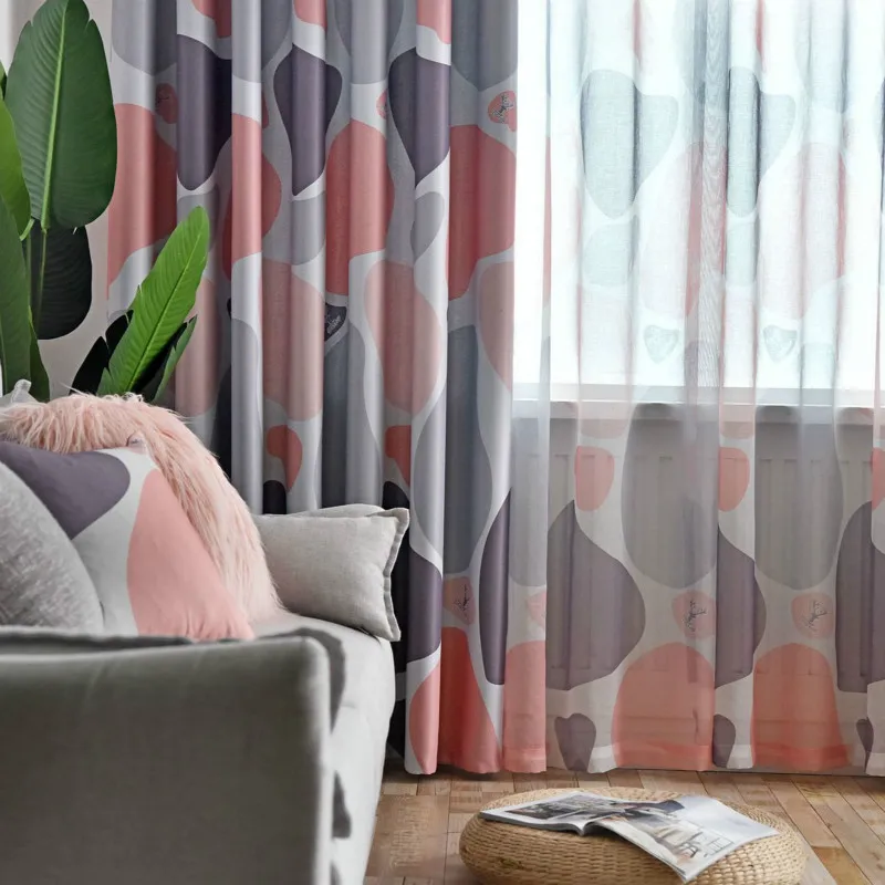 Плотные затемненные занавески с принтом тканевые для детской спальни гостиной