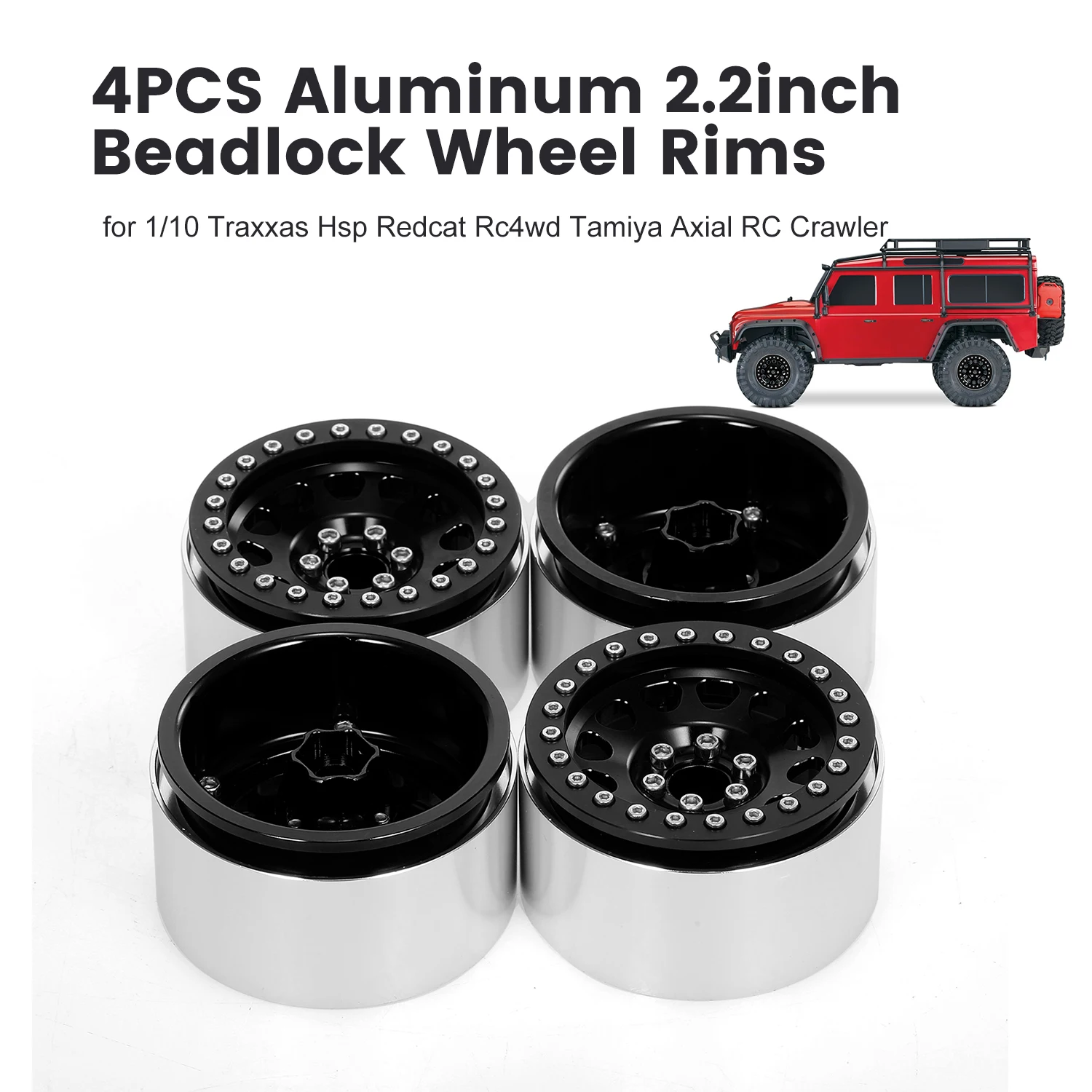 

4PCS 1/10 RC Crawler Metal 2.2inch Beadlock Wheel Rims for Traxxas Hsp Rc4wd Tamiya Axial scx10 D90 Hpi RC Crawler RC Parts