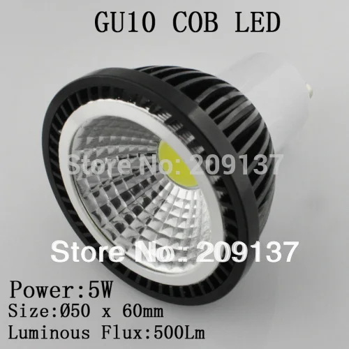 

Free shipping 85-265V dimmable 5W GU10 COB LED lamp light led Spotlight White/Warm white led lighting