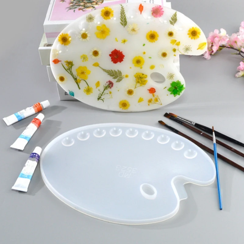 

Handmade Paint Palette Resin Casting Mold Oval Shape Art Palette Resin Mold DIY Art Craft Painting Molds