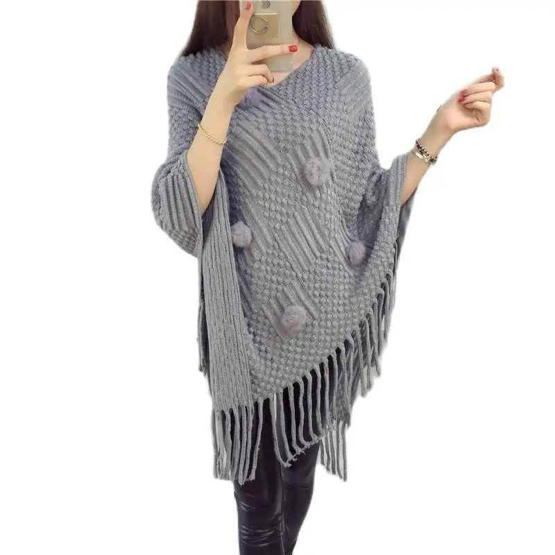 Женский свитер пуловер свитера с кисточками рукав летучая мышь жилет Manche Longue Sueter