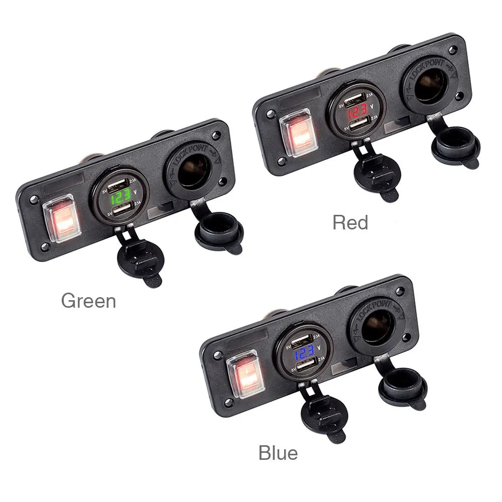 Двойное зарядное устройство USB 4.2A вольтметр 12 В гнездо прикуривателя вкл. ВЫКЛ.