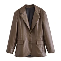 jc%c2%b7kilig 2021 new splicing imitation leather suit coat w66449g