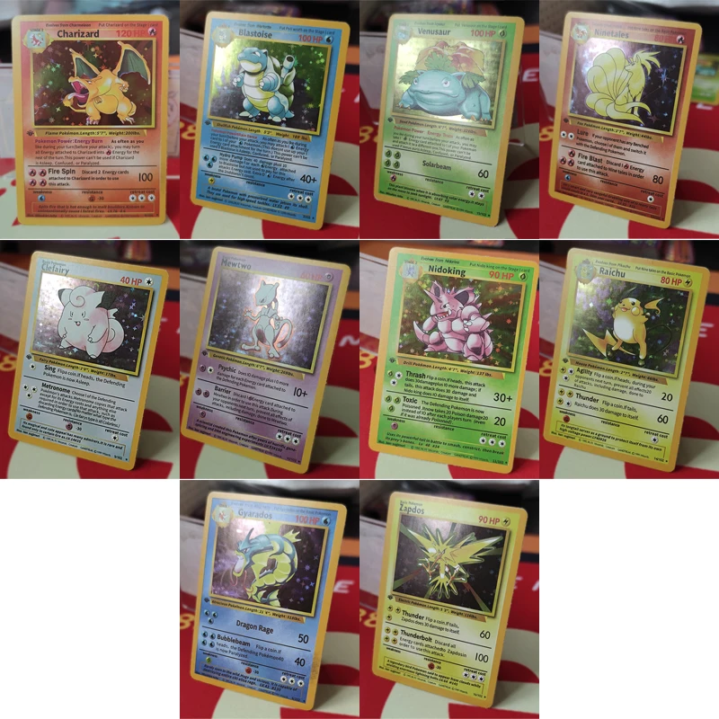 11 карт памяти Pokemon flash 1996 голографический Дракон Пикачу с эффектом огня