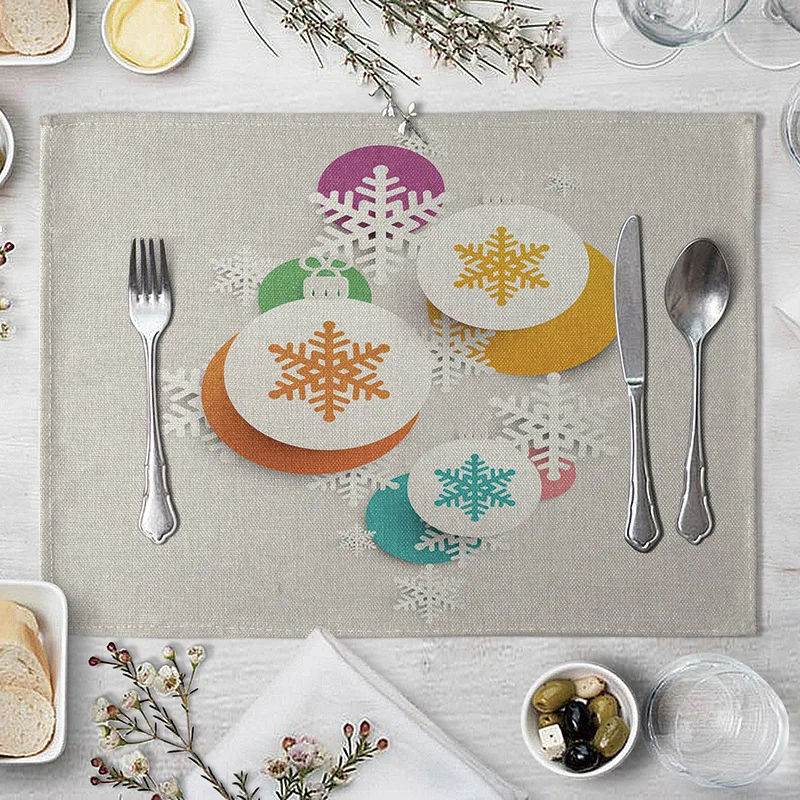 Подстилка салфетка со снежинками для обеденного стола зимний коврик