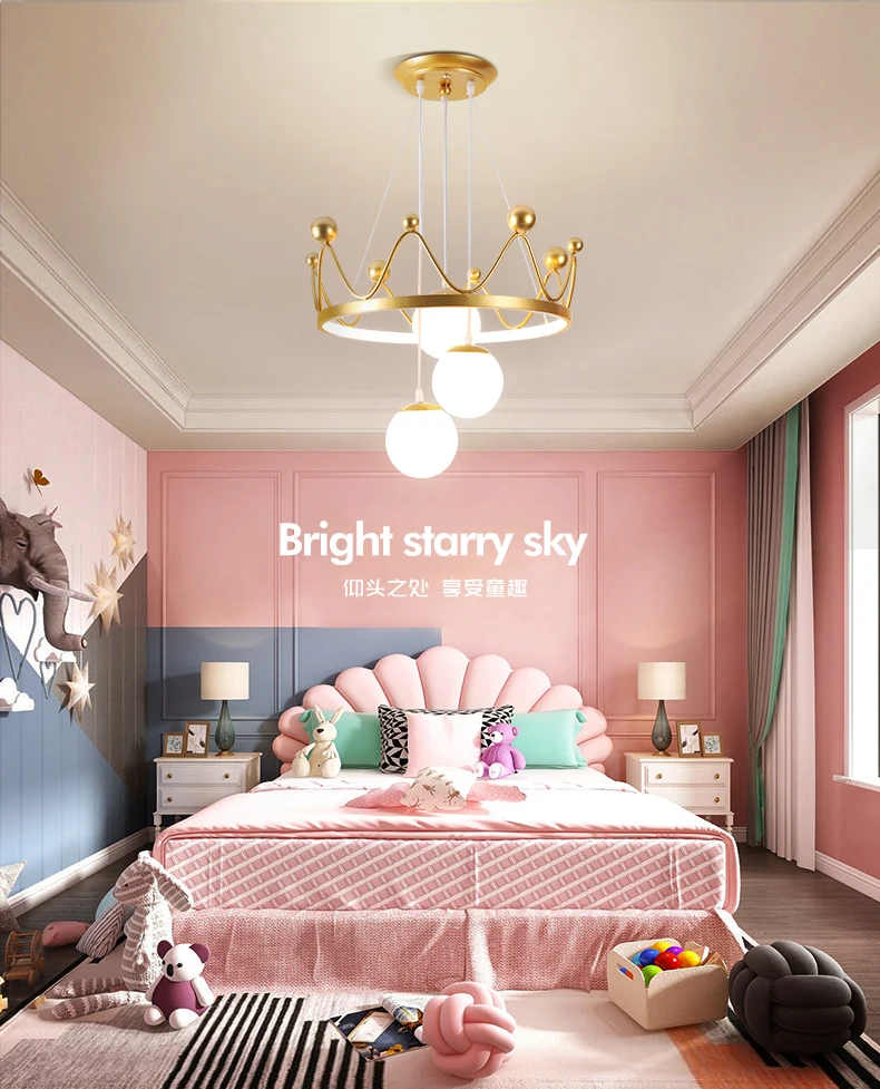 Lámpara LED de lujo para decoración de interiores, candelabro moderno de estilo nórdico con forma de corona, ideal para sala de estar, dormitorio y niños, novedad