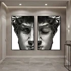 Скульптура Микеланджело художественные плакаты и принты, Современная черно-белая статуя Давида, художественные картины, украшение для дома, гостиной