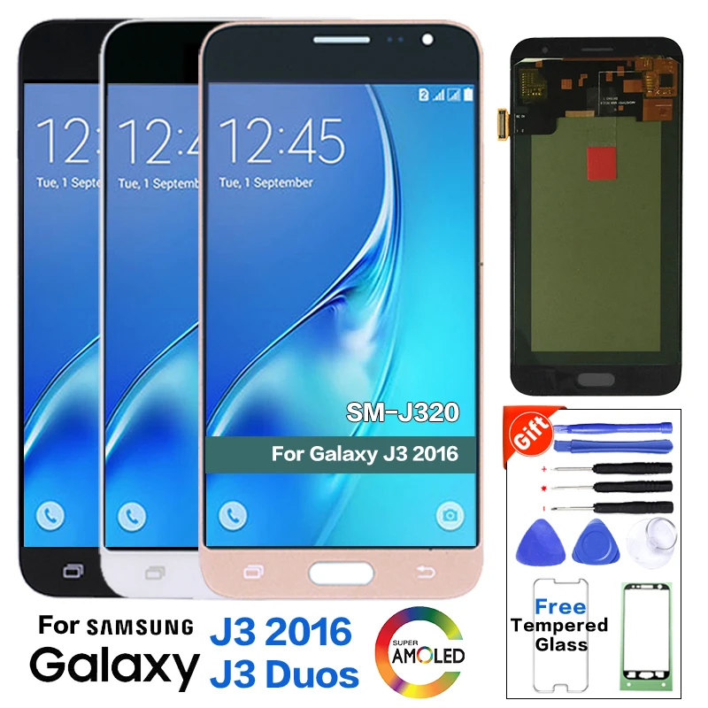 Оригинальный ЖК экран Amoled для Samsung Galaxy J3 2016 J320 J320F J320H J320FN дисплей с сенсорным