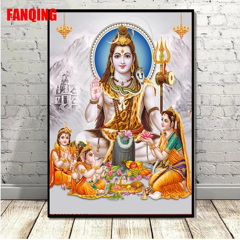 Diy алмазная живопись Shiva Parvati Ganesha индийское искусство фигурка индуийского Бога 5D