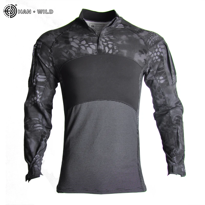 

HAN WILD Men's Outdoor Hunting Tactical Shirts Air Soft Combat Tee Shirts Breathable Army Military Shirts Gray Hunting T-shirt