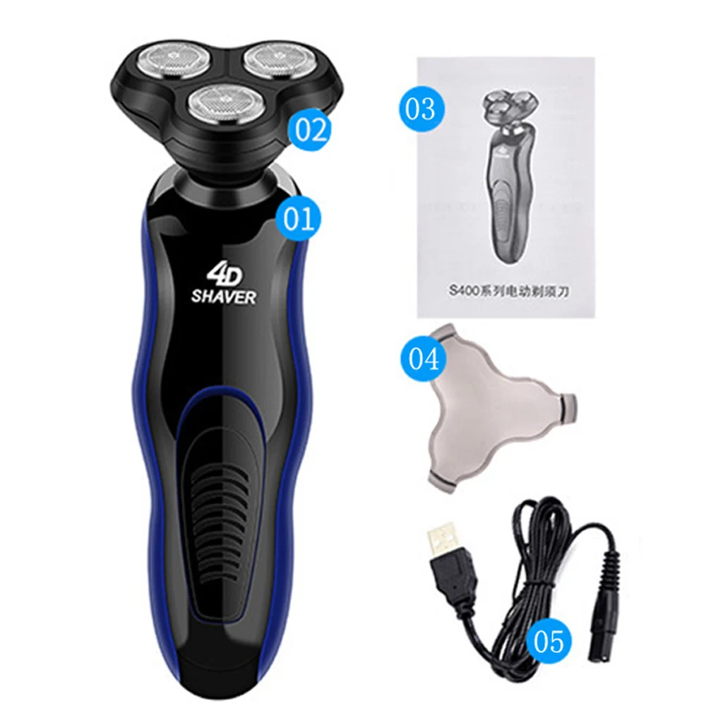 

USB Electric Shavers Shaving Machine 4 in 1 Beard Razors 4D 3 Blades Beard Nose Hair Trimmer Clipper Rechargeable for Men's