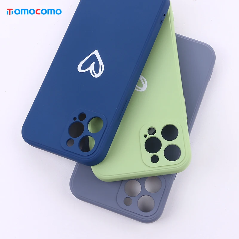 

Fashion Love Heart Liquid Silicone Phone Case Cover For iPhone 11 12 Pro Max Mini X XR XS 7 8 Plus Soft Shockproof Cover Shell