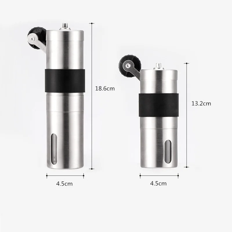 

Silver Coffee Grinder Mini Stainless Steel Hand Manual Handmade Coffee Bean Burr Grinders Mill Kitchen Tool Grinders