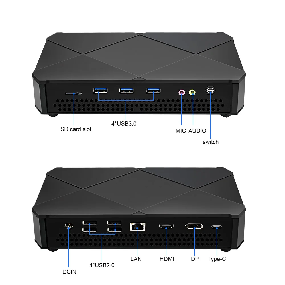 Мини ПК Intel Core i9 10980HK i7 1165G7 настольный компьютер HDMI DP USB-C 4K @ 60Hz Выход 2*2280 NVMe модный