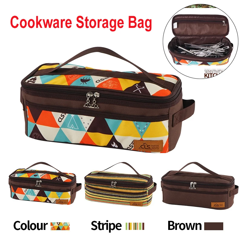 Cooking Utensils Organizer Bag Portable Pouch Travel Storage for Picnic Hiking BBQ Camping Outdoor | Спорт и развлечения