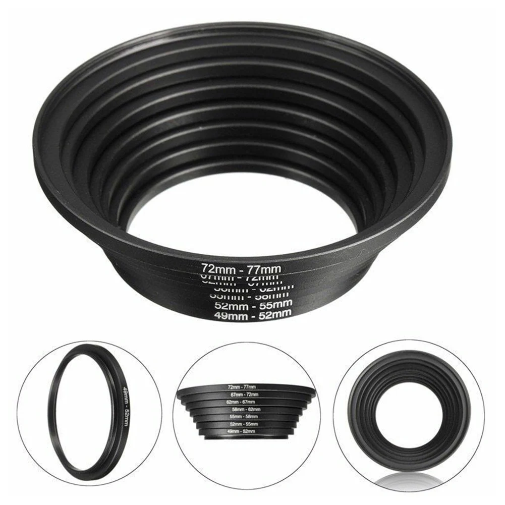 

7pcs Step Up Ring Adapter Camera Mini High Hardness Aluminum Alloy 49 77mm DSLR Universal Outdoor Accessories Lens Filter