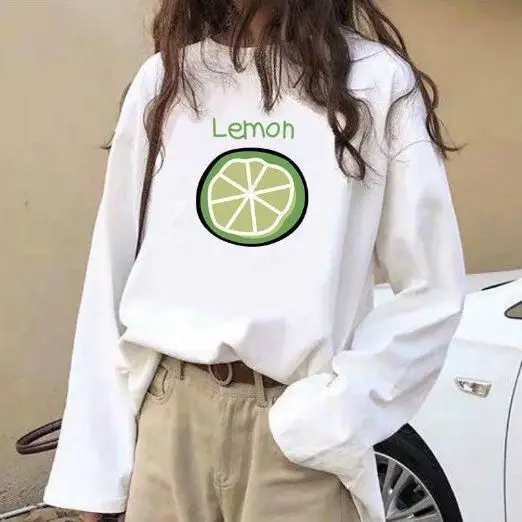 

Spring and autumn new leisure white Long Sleeve T-shirt for Korean girls