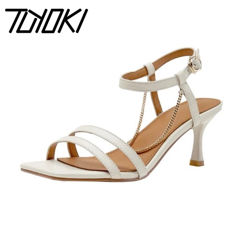 

Tuyoki Размеры; Большие размеры 33-40 высокое Сандалии на каблуке женские Сапоги выше колена из натуральной кожи; Летние туфли на тонком каблуке; ...